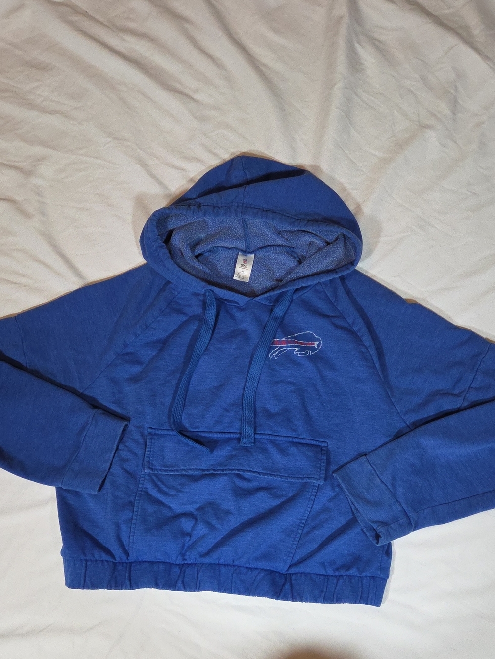 NFL Team Buffalo Bills Blue Cropped Hoodie Front Pocket Size XL
